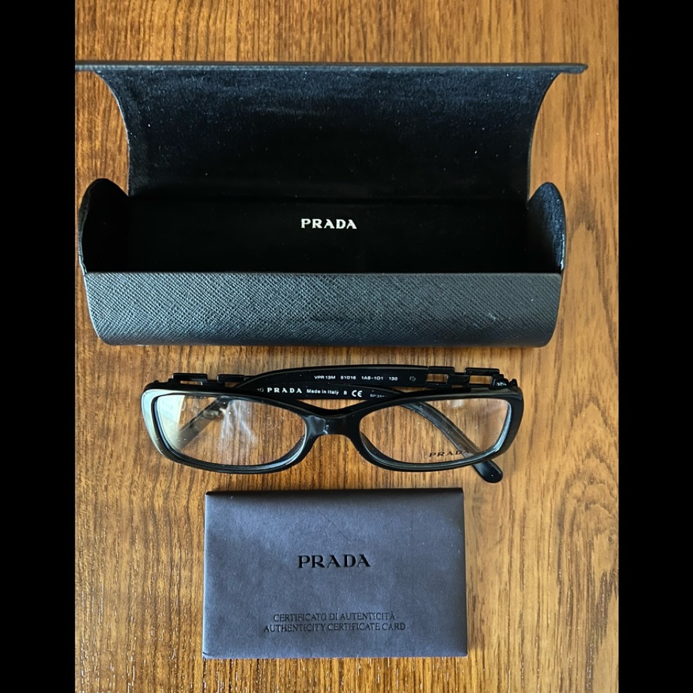 Prada Eyeglasses Crystal Black 1AB-101 clear lens New No tags Case Certificate